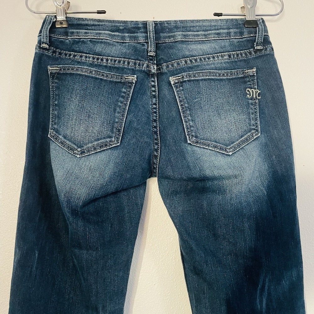 EUC Miss Me Nicole 5 Pocket‎ Low Rise Skinny Jeans Dark Wash Whiskered 25x30 - Picture 3 of 9